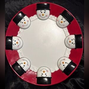 Vintage Unlimited 3D Snowman Plate Party Platter 16" Winter Holiday Tray Plastic